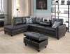 Black Faux Leather Sectional With Ottoman
