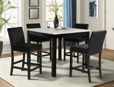 Lenon 5pk Counter Height Dining Table with Marble Top Set