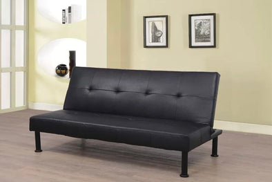 Black Faux Leather Convertible Sofa Bed