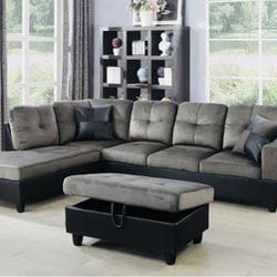 Mary Sectional Sofa Set With Ottoman