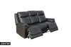 3-Pieces Reclining Living Room Sofa Set, Bonded Leather, Black