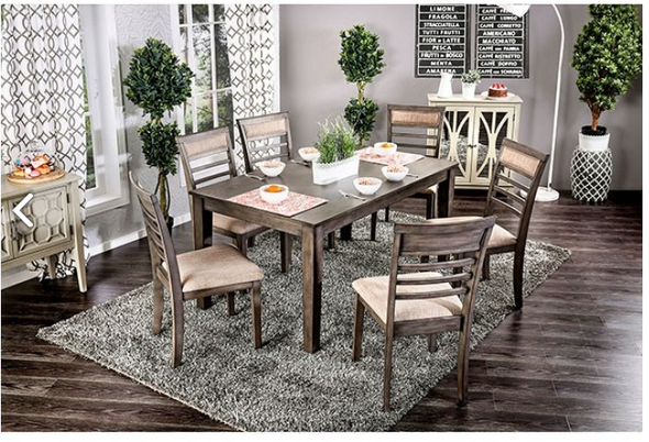 Tacomma 7pcs Dining Set with 6 Cushioned Chairs