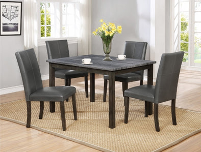 Jammiena Grey Leather Dining Table Set - 5PC