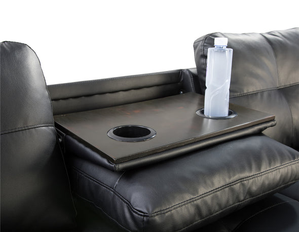 L-Shaped Leather Sectional with Ottoman, Cupholder