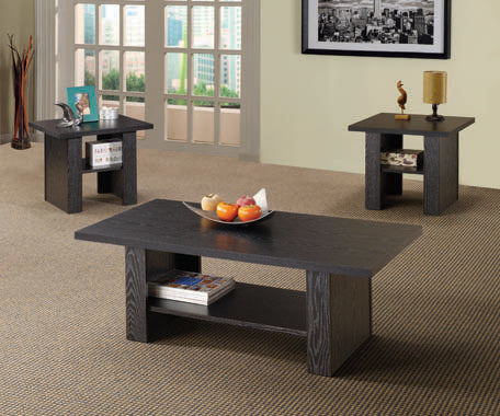 3-Piece Occasional Table Set Black Oak
