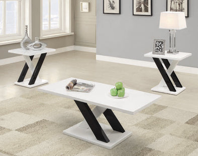 3-Piece X-Leg Occasional Table Set White And Black