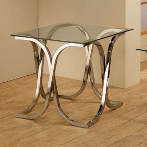Curved X-Shaped End Table Nickel And Clear