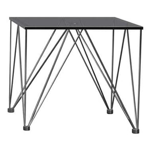 Chalet Square End Table With Glass Top Chrome And Grey