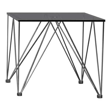 Chalet Square End Table With Glass Top Chrome And Grey