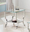 Square End Table With Mirrored Shelf Chrome