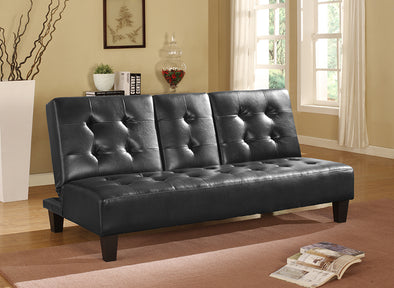 BLACK Faux Leather Futon Sofa Bed