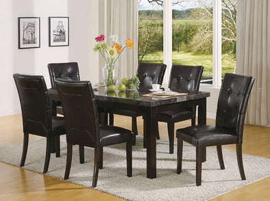 Swedenia Marble Top Table with 6 Chairs Dining Room Set