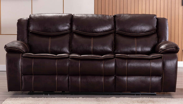 Tualatin Brown Air Leather Recliner Set With Cupholders- 3pc