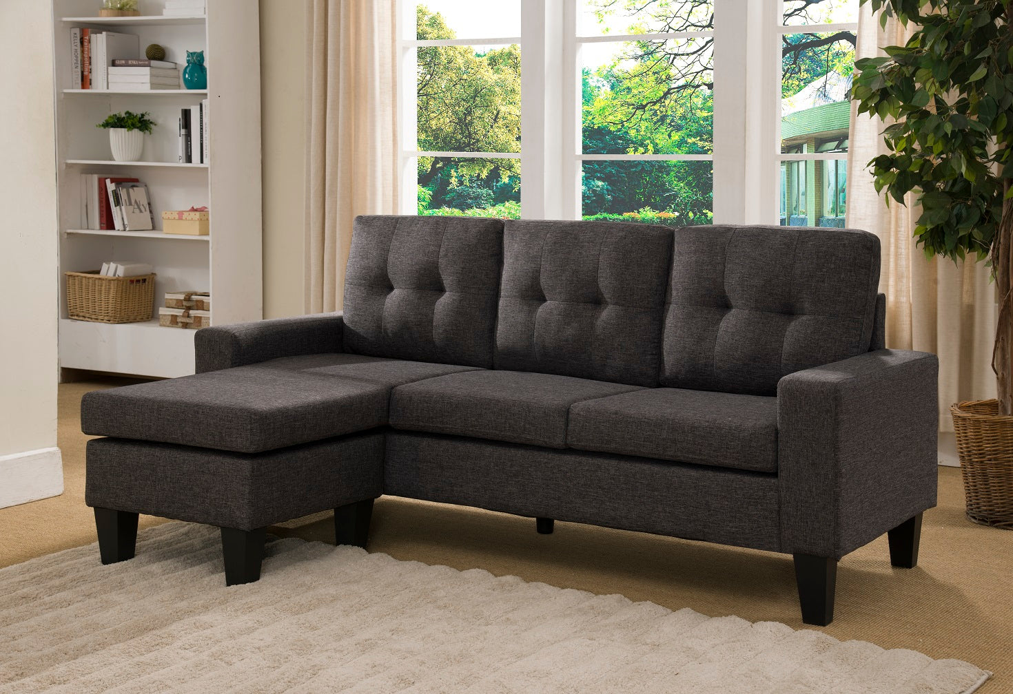 Eliza Charcoal Gray Tufted Sectional