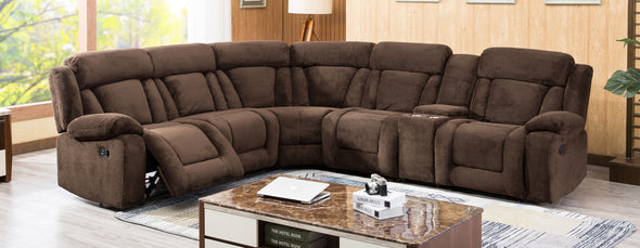 DARK BROWN Fabric Modular Sectional Sofa