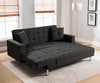 BLACK Tufted Linen Fabric REVERSIBLE Sectional Sofa Bed