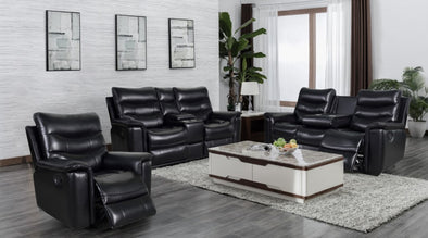 Pacifica Black Leather-Air Fabric 2 pc Recliner Sofa Set