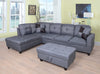 Linen Sectional Sofa Set with Ottoman and 2 Pillows