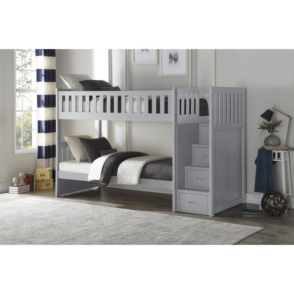 Zayed Twin/Twin Step Bunk Bed with Drawers