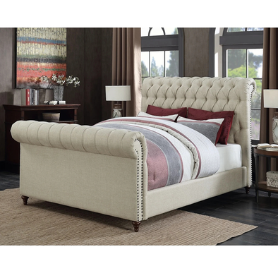 Salem Full Size upholstered Bed with Swirled Head and Footboard