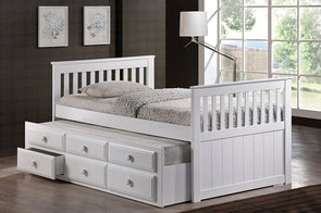 Muaricia Twin Size Captains Bed with 3 Drawers and Trundle