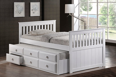 Muaricia Twin Size Captains Bed with 3 Drawers and Trundle