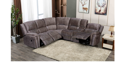 Fabric Power Reverse Recliners Sectional Sofa w/ USB