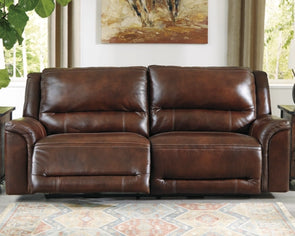 Forbstown Real Leather Reclining Sofa Loveseat Set