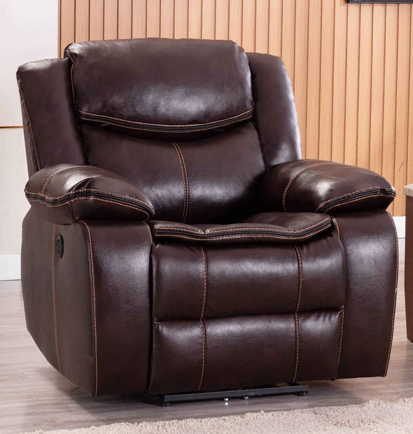 Tualatin Brown Air Leather Recliner Set With Cupholders- 3pc
