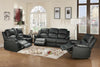 3 pc Leather Recliner 6 Seater with Built-in Coffee Table, Black