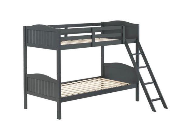 Matangel Gray wooden Twin over Twin bunk bed