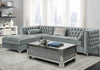 Button-Tufted Upholstered Sectional Silver