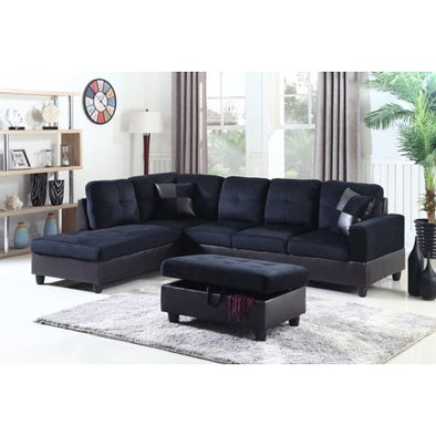 Blue Microfiber Sectional with ottoman