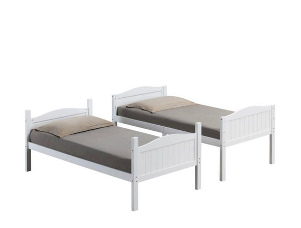Brazini White wooden twin over twin bunk bed