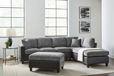 Vinny Cushion Back Sectional Pewter