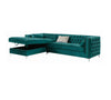 Button-Tufted Upholstered Sectional Teal With Storage