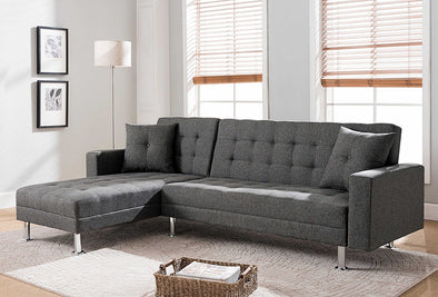 Senora Tufted Linen Fabric REVERSIBLE Sectional Sofa Bed