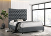 Swish Tuffed Fabric Headboard Platform Bed- Dark Gray