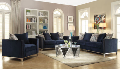 Phaedra Living Room Set Blue with 11 Pillows