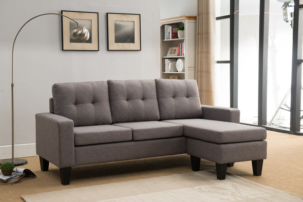 Tufted Back Reversible Chaise Sectional Sofa