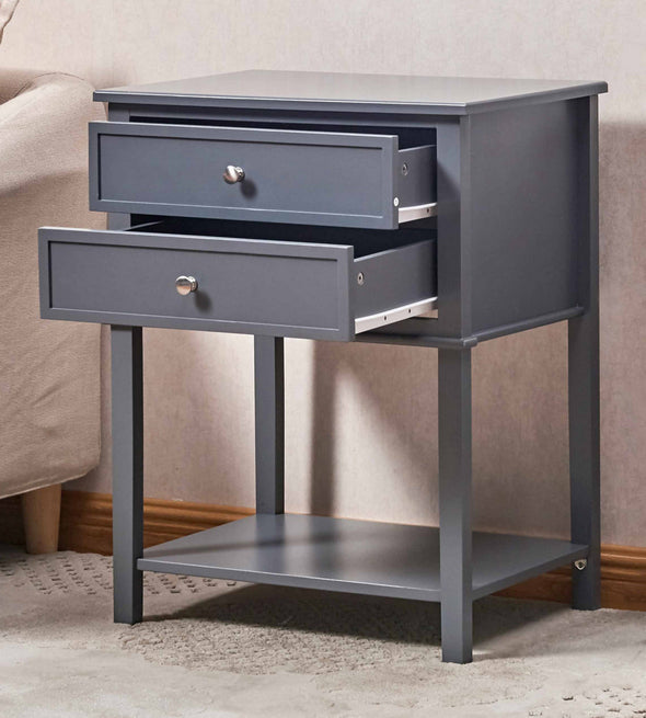 Maria Side Table with 2 Drawers and Bottom Shelf